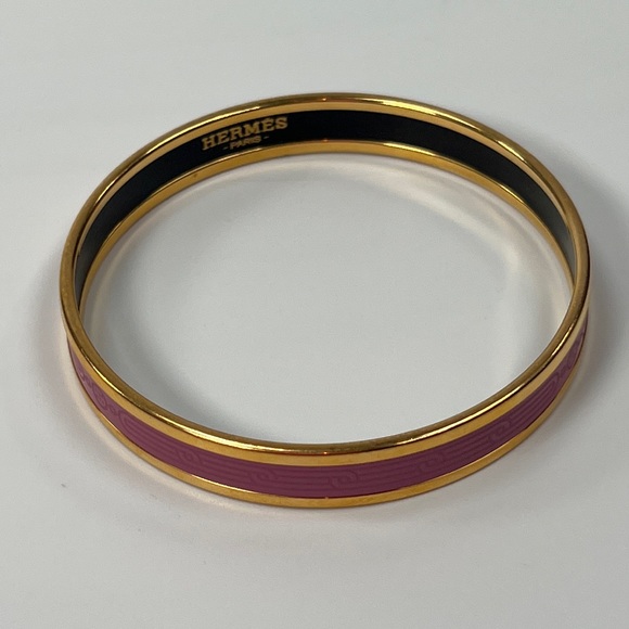 Hermes Mauve Pink Rallye Printed Enamel Bangle - Picture 4 of 4